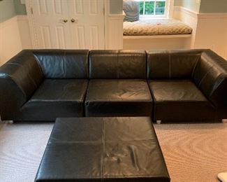 Leather sofa with ottoman. $500