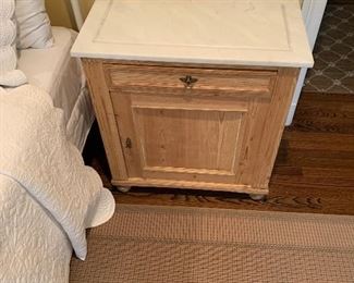 Pine side table with marble top $250