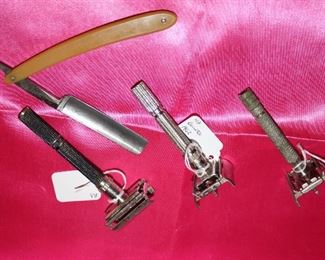 Case Temperite straight razor; Gillette safety razors 1951, '62, and '71
