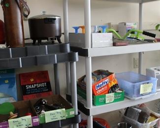 Plastic shelving, tubs