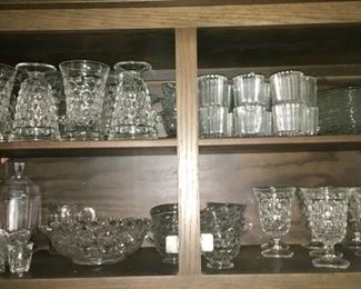 American Fostoria stems, parfait glasses, sherbets, misc. glassware