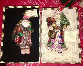 McKenzie-Childs glass Christmas ornaments