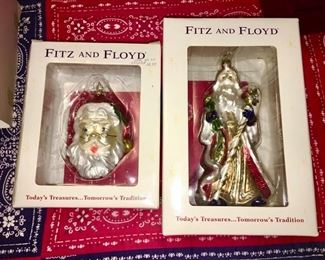 Fitz and Floyd glass Christmas ornaments