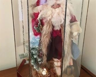 Hand crafted Santa, stained/leaded glass case