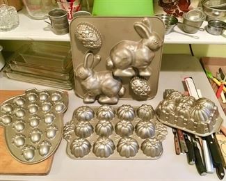 Nordic Ware figural cooking pans (bunny/egg, pumpkins, pumpkin loaf pan, acorn pan)