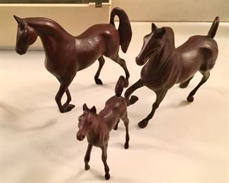 Set of 3 vintage plastic horses