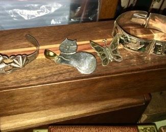 Sterling silver bracelets & pins