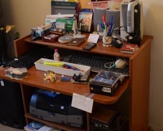 computer desk and office supplies