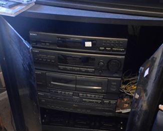 sony equipment in cabinet