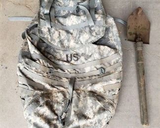 Army Digital Camo Large Rucksack and Collapsible Shovel