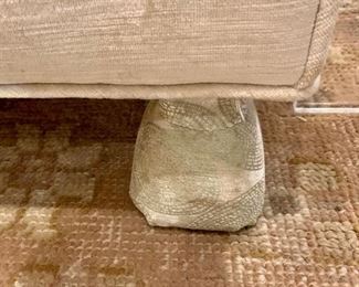 Detail: Tufted back velvet chair feet