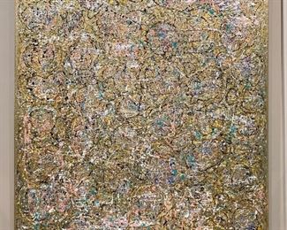 Detail: "Lost in a Crowd" Acrylic and Oil original art by Regina Porten ; 60"H x 48"W