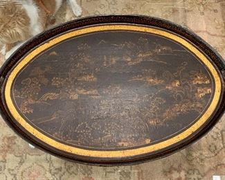 $395 Paper Mache antique tray; 26.25"L x 17.5"W