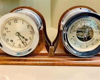 $575; Chelsea Ships Bell clock and Barometer; key included; Serial number 587537; 6"H x 3.75"D x 15"W