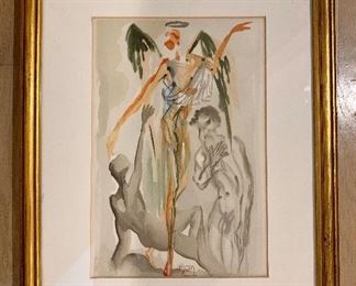 $95 Framed Salvador Dali print; 15.25"H x 12.25"W