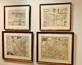 Collection of framed maps; detailed descriptions and pricing follow.