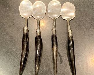 $60; Set of 4 vintage caviar spoons; 7.5"L