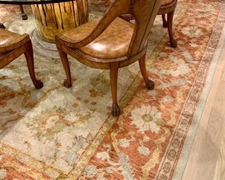 $1,900 Hand woven mid century Oushak; 9'1"W x 11'4"L