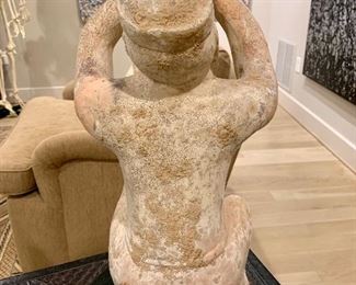 Detail; Terra Cotta figural 'drinking'; Back view