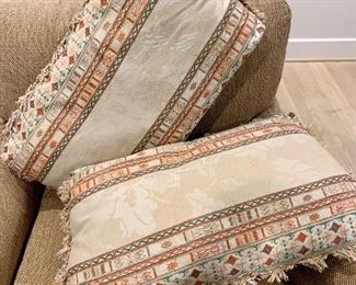 $195 Pair of down filled pillows. 24"W x 14"H