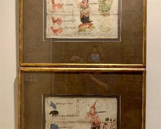 $595 EACH; Framed vintage paintings; 21.25"H x 25"W