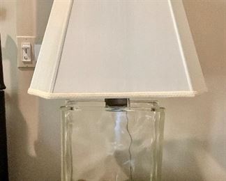 $295 EACH; Glass Block lamps on metal base with shade; 29"H x 13"W x 5"D