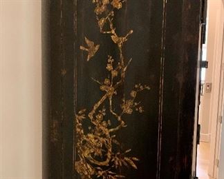 Detail; Chinese black lacquer wardrobe