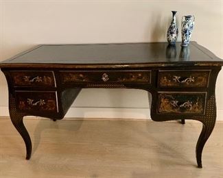 $1,195; Louis XIV style painted writing desk;30.25"H x 24.25"D x 52.25"W