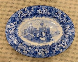 $40; Blue Transferware Platter; 11.25" x 15"