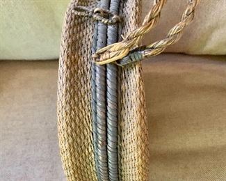 Detail; vintage woven round handbag