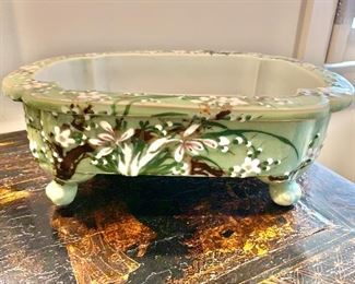 Detail; Ceramic footed bonsai vase; 5"H x 13.5"W x 10"D