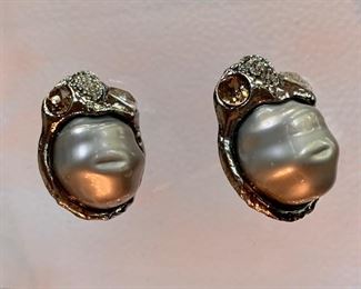 $40; Fashion jewelry clip on faux gray pearl earrings