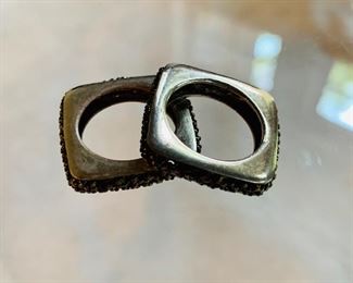 $40 Pair square rings (unmarked)