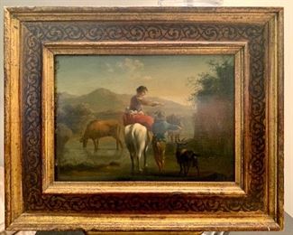 Detail; Second of two small framed original oil rural scenes.