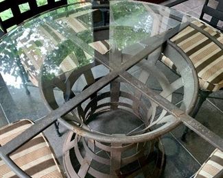 Detail; Glass topped drum table