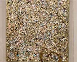 $11,000 ; "Lost in a Crowd" Acrylic and Oil original art by Regina Porten ; 60"H x 48"W (Heart art not for sale)