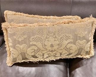 $125 Pair of damask, down filled pillows