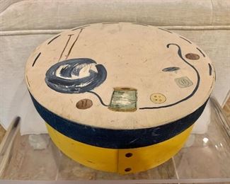 $45 Signed, hand painted trinket box; Approx. 11" diameter