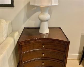 $175; Three drawer side table; 30.75"H x 21" D x 26"W