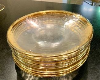 $360 for set of 12 Annie Glass gold rimmed dinner plates; 11"D
