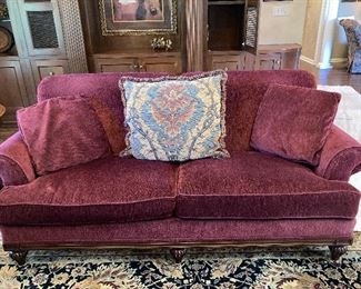 Two maroon Councill couches, 35” high 44” deep 72” long