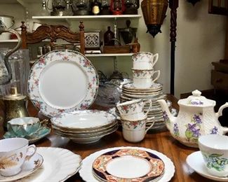 Various china dishes, teacups, saucers