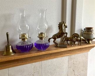Brass horse figurines, lamps