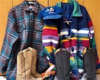 Mens outerware, cowboy boots