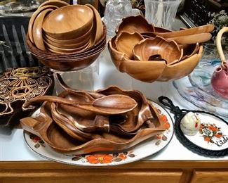 Monkey Pod wood serving dishes and salad bowls