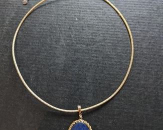 14k necklace and pendent with lapis total weight 12 grams $350