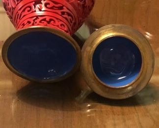 Carved vase and small ginger jars