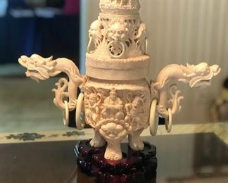 Resin Faux Ivory Incense Burner