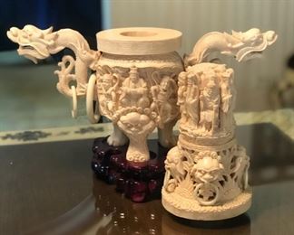 Resin Faux Ivory Incense Burner