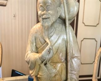 18" Soapstone Oriental Fisherman